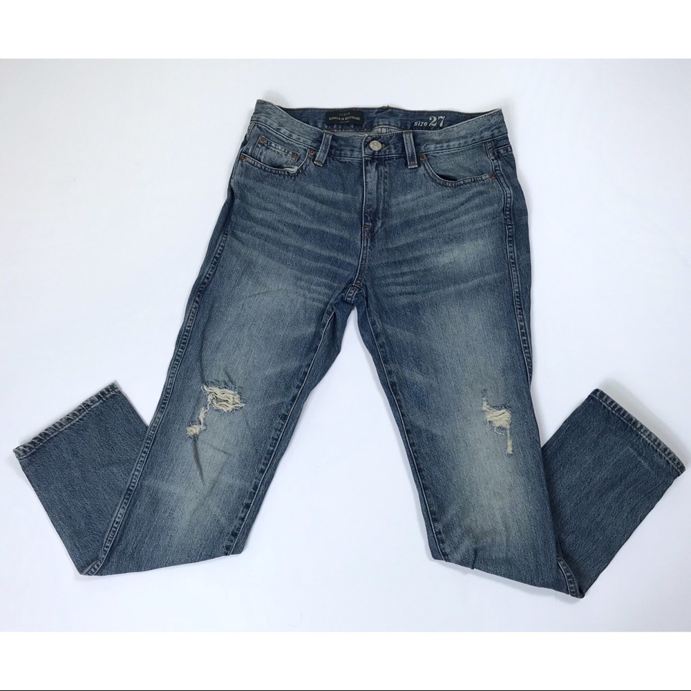 J Crew Slim Distressed Broken In Boyfriend Jeans